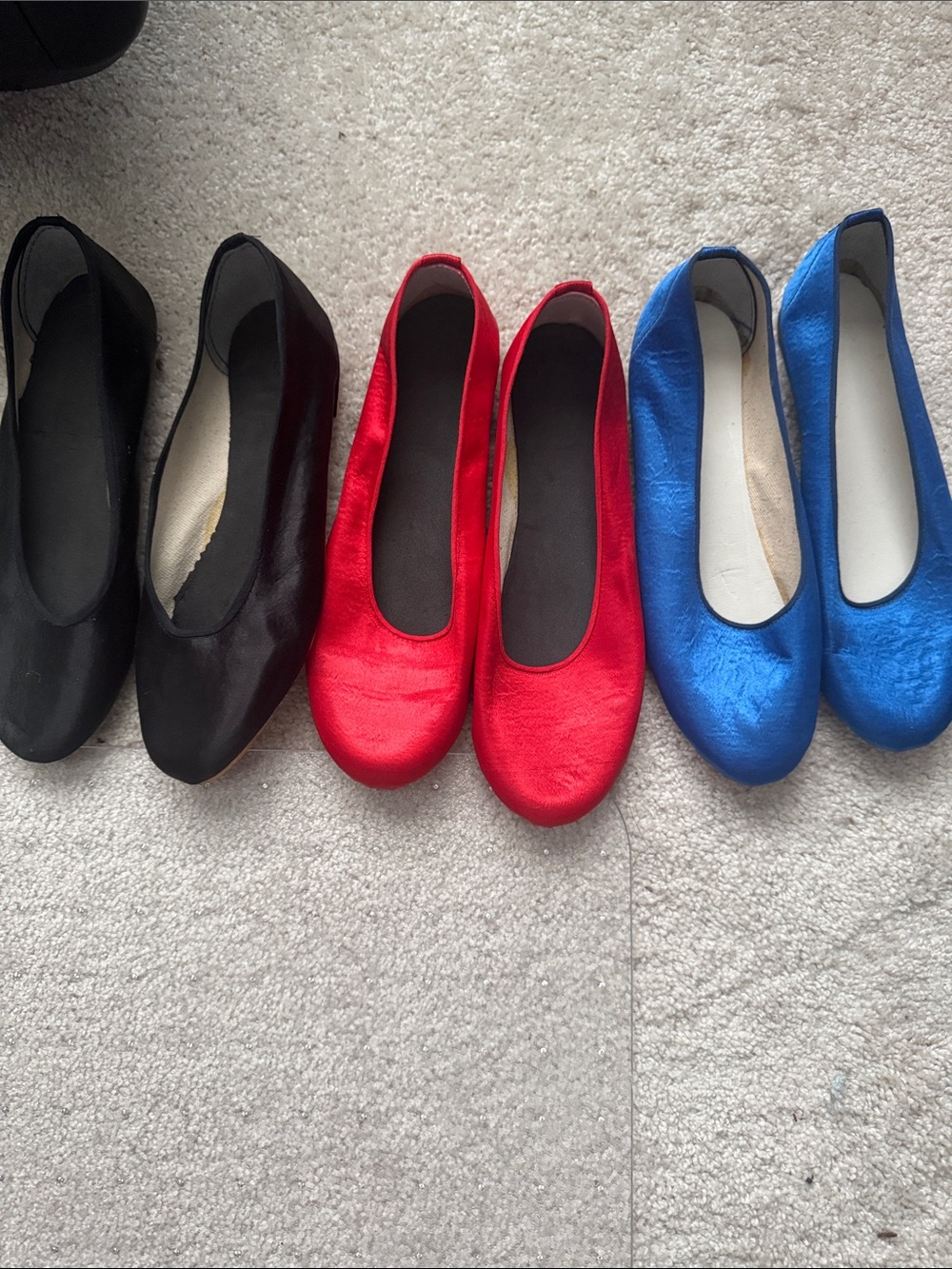 Women’s Ballet Flats in Black, Red & Blue